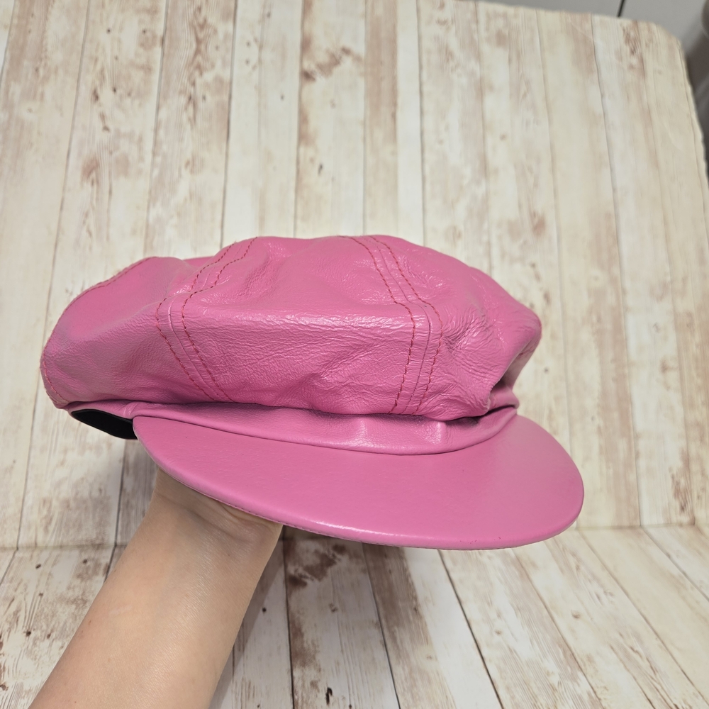 Vintage Wilsons Leather pink genuine leather newsboy cap 💕 - Picture 4 of 16